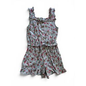 Mini Boden strawberry linen/cotton romper